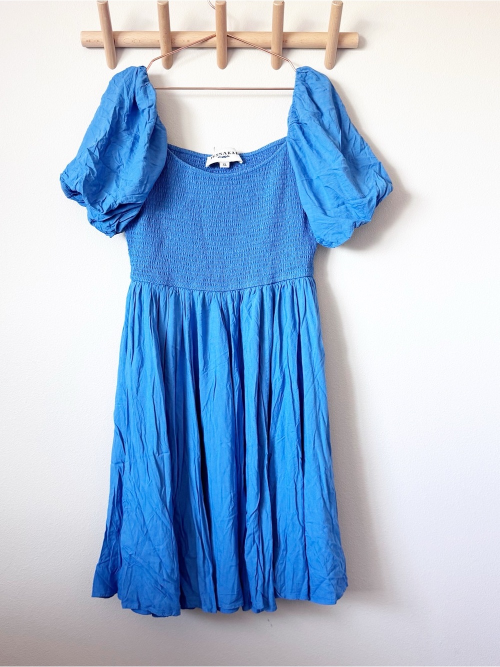 JessaKae French Blue Smocked Puff Sleeve Dress